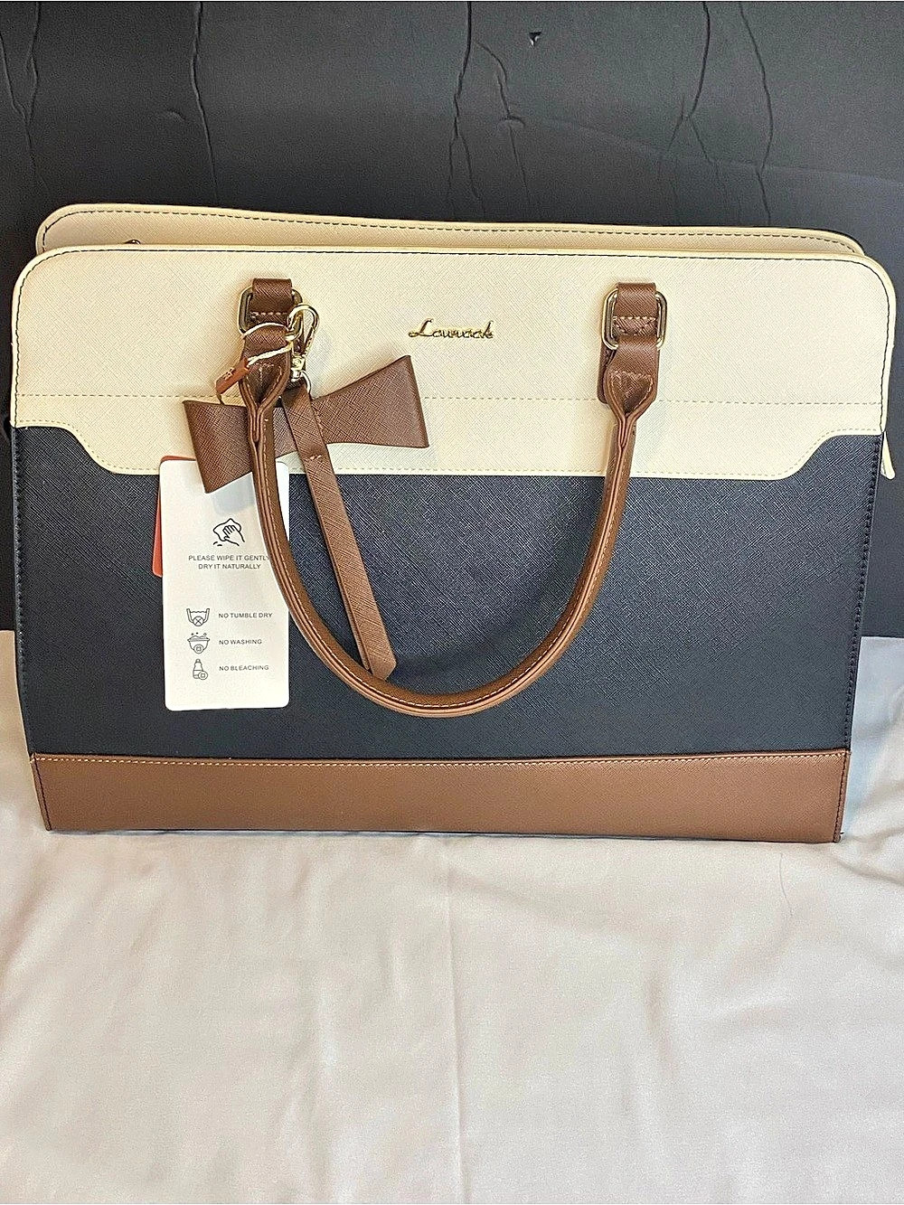 Lovevook 2Pcs Elegant Colorblock Tote Bag Black & Brown NWT